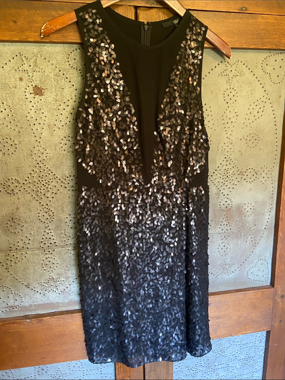 NWT Tibi Sequined Silk LBD Little Black Dress Size 4